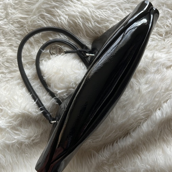 Etienne Aigner Patent Leather Signature Embossed Handbag Purse Black - Picture 11 of 11